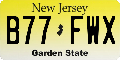 NJ license plate B77FWX