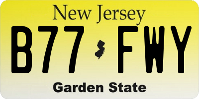 NJ license plate B77FWY