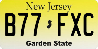 NJ license plate B77FXC