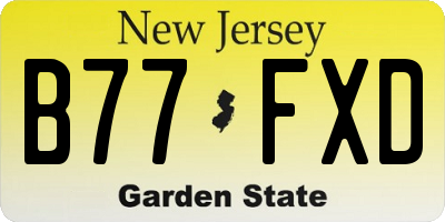 NJ license plate B77FXD