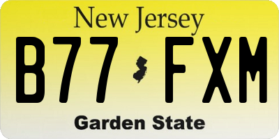 NJ license plate B77FXM