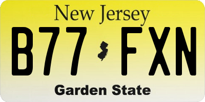NJ license plate B77FXN