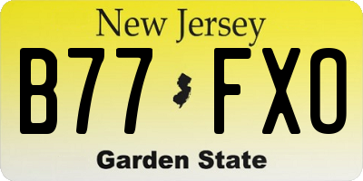 NJ license plate B77FXO
