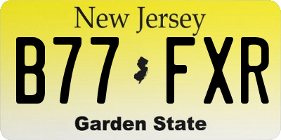 NJ license plate B77FXR
