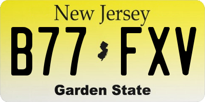 NJ license plate B77FXV