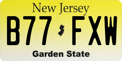 NJ license plate B77FXW