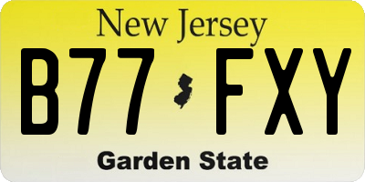 NJ license plate B77FXY