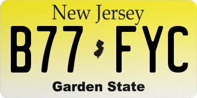 NJ license plate B77FYC
