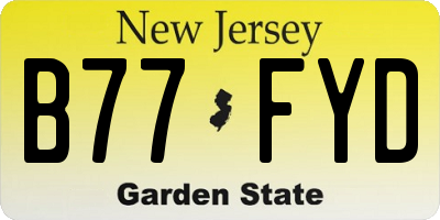 NJ license plate B77FYD