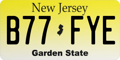 NJ license plate B77FYE