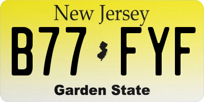NJ license plate B77FYF