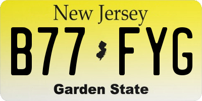 NJ license plate B77FYG