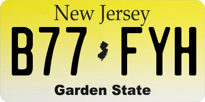 NJ license plate B77FYH