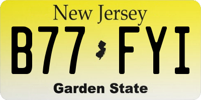 NJ license plate B77FYI