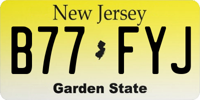 NJ license plate B77FYJ