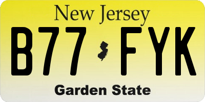 NJ license plate B77FYK