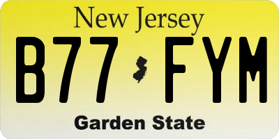 NJ license plate B77FYM
