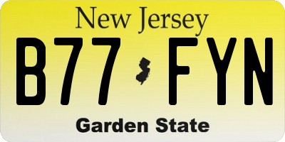 NJ license plate B77FYN