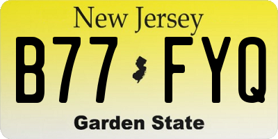 NJ license plate B77FYQ