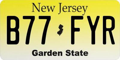 NJ license plate B77FYR