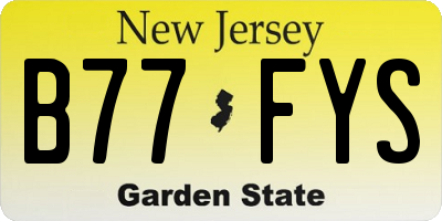 NJ license plate B77FYS