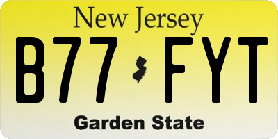 NJ license plate B77FYT