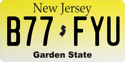 NJ license plate B77FYU