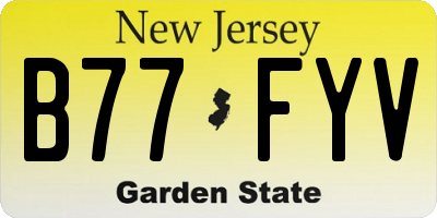 NJ license plate B77FYV