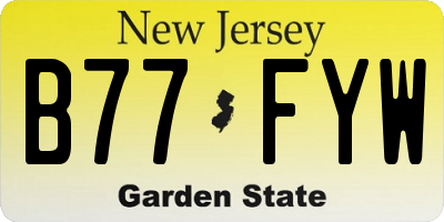 NJ license plate B77FYW