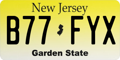 NJ license plate B77FYX