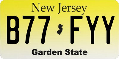NJ license plate B77FYY