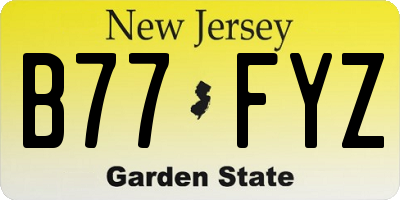 NJ license plate B77FYZ