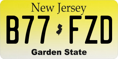NJ license plate B77FZD