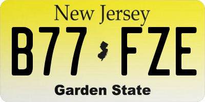 NJ license plate B77FZE