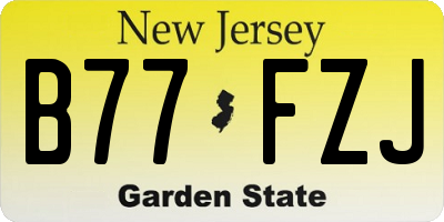 NJ license plate B77FZJ