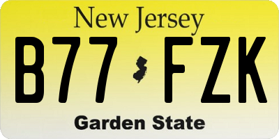 NJ license plate B77FZK