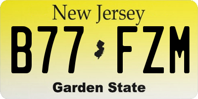 NJ license plate B77FZM