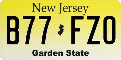 NJ license plate B77FZO