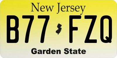 NJ license plate B77FZQ