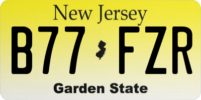 NJ license plate B77FZR