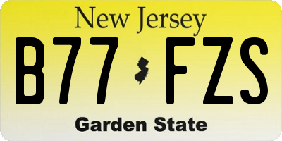 NJ license plate B77FZS