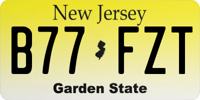 NJ license plate B77FZT