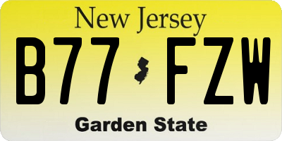 NJ license plate B77FZW