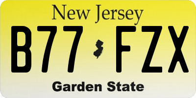 NJ license plate B77FZX