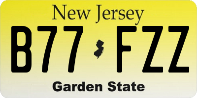 NJ license plate B77FZZ