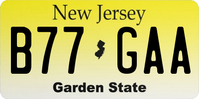 NJ license plate B77GAA