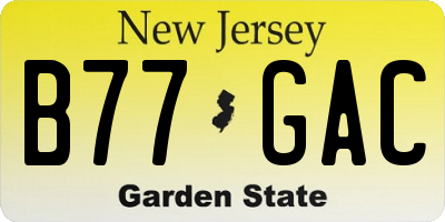 NJ license plate B77GAC