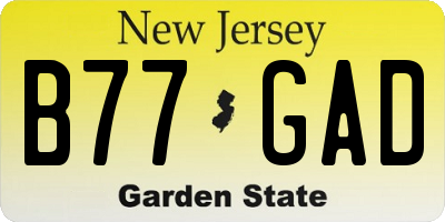 NJ license plate B77GAD