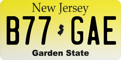 NJ license plate B77GAE