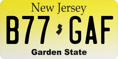 NJ license plate B77GAF